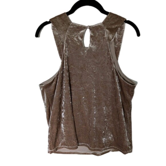 Porridge Anthropologie Velvet Sleeveless Top Size M Beige Keyhole Lined - Picture 2 of 7